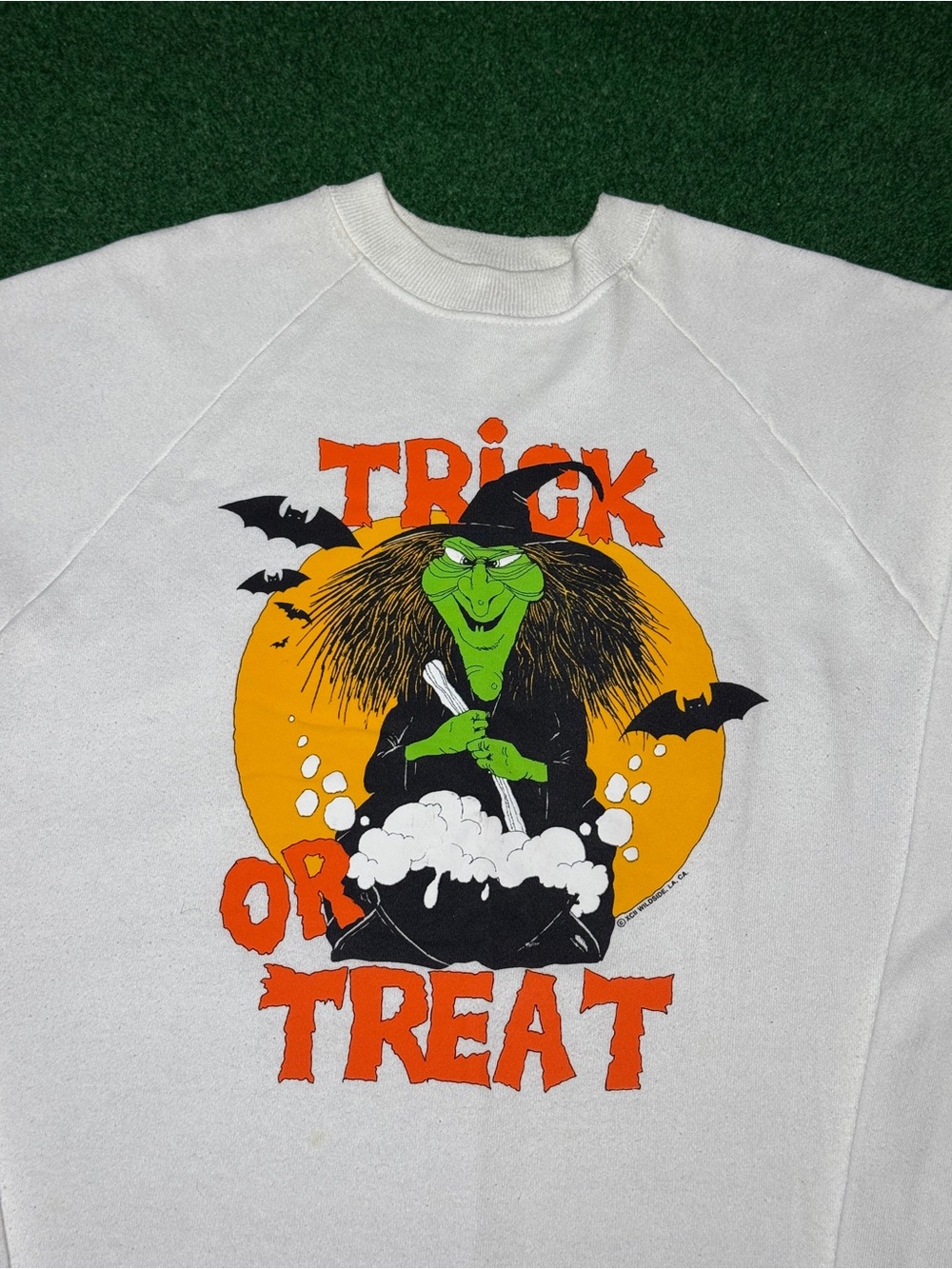 Vintage 90s Halloween Trick or Treat Witch Crewneck Sweatshirt, Costume Horror